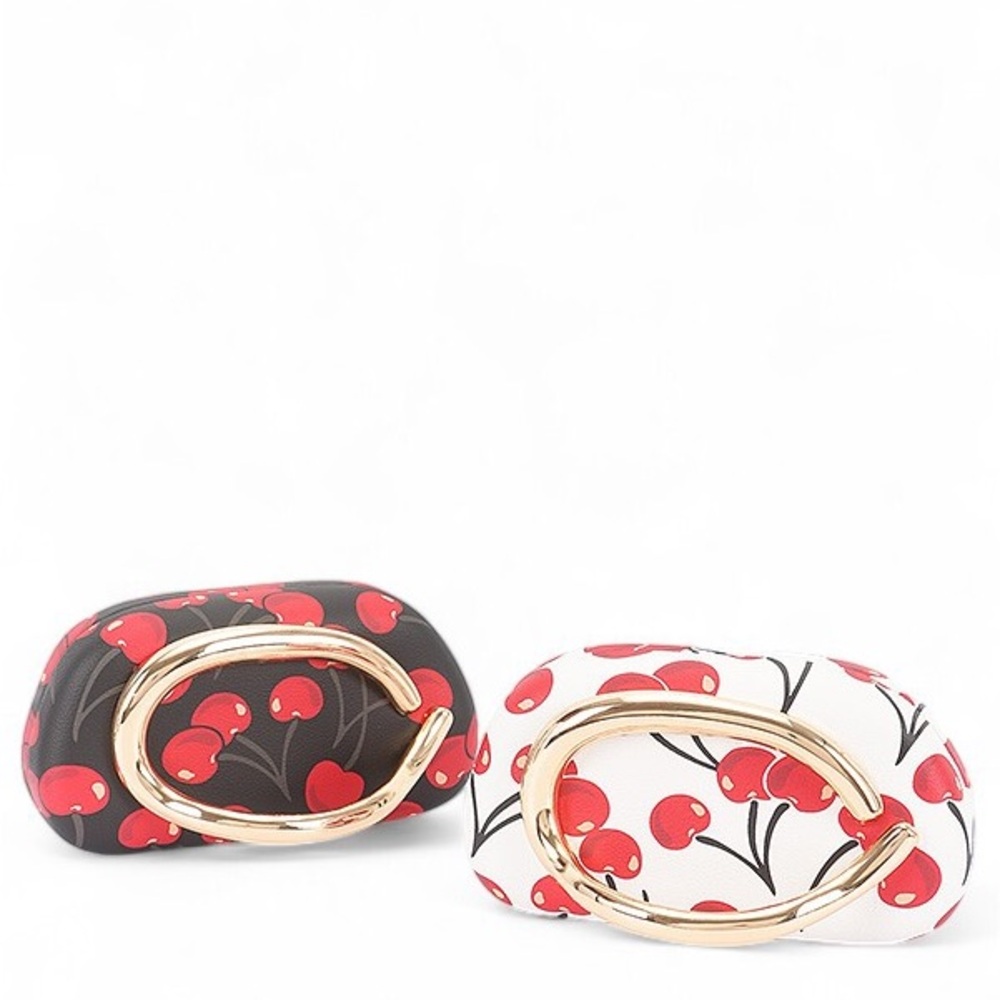Cherry Print Top Handle Tote Bags - Black or White